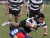 210712 News John Bisset/Timaru Herald.Temuka vs Harlequins Semi final at Fraser Park Temuka player Kilifi Sivpeli is stopped by Harlequins Nathan O'Connell